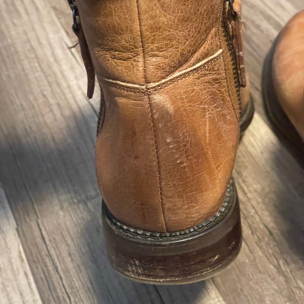 Franco Sarto Halford Leather Ankle Boots Brown Side Zip Women's Size 7.5M - Picture 10 of 16